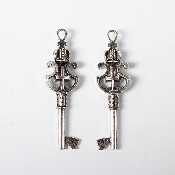 

PandaHall Alloy Pendants, Cadmium Free & Lead Free, Skeleton Key Pendants, Antique Silver, 50x14x6mm, Hole: 3mm Alloy Key