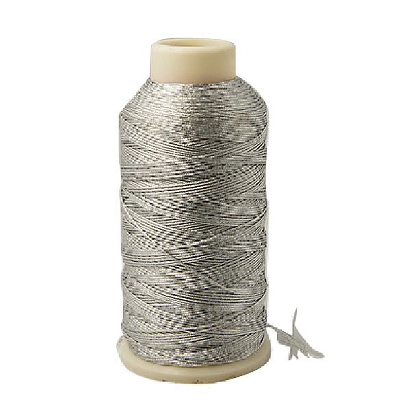 

PandaHall Metallic Thread, Embroidery Thread, 6-Ply, Silver, 0.6mm, about 546.8 yards(500m)/roll Fibre Silver