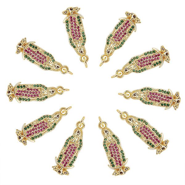 

PandaHall 10Pcs Brass Micro Pave Cubic Zirconia Pendants, Real 18K Gold Plated, Long-Lasting Plated, Virgin Mary, Colorful, 27.5x10x2.5mm...