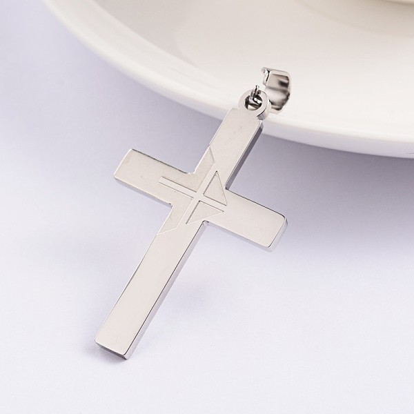 

PandaHall Cross 304 Stainless Steel Pendants, Stainless Steel Color, 41.5x25x2mm, Hole: 4.5x6.5mm 304 Stainless Steel Cross
