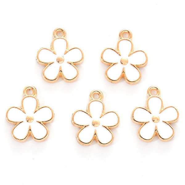 

PandaHall Alloy Enamel Charms, Cadmium Free & Lead Free, Light Gold, Flower, White, 15x13x2.5mm, Hole: 1.5mm Alloy+Enamel Flower White