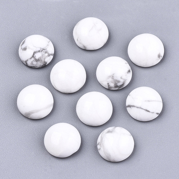 

PandaHall Natural Howlite Cabochons, Half Round/Dome, 8x3~4mm Howlite Half Round