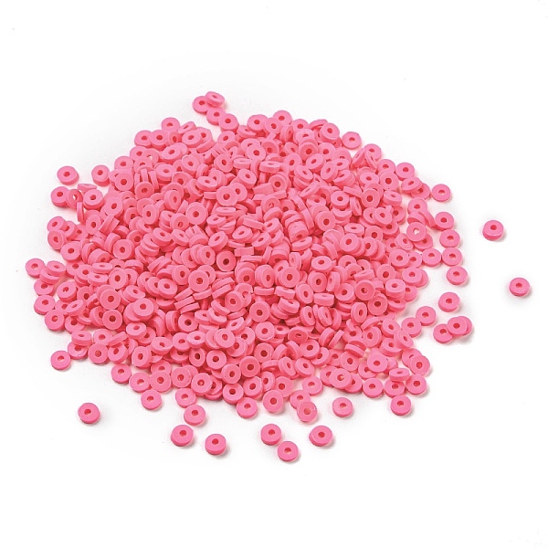

PandaHall Handmade Polymer Clay Beads, for DIY Jewelry Crafts Supplies, Disc/Flat Round, Heishi Beads, Fuchsia, 4x1mm, Hole: 1.4mm Polymer..., Pink