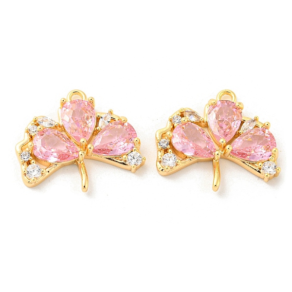 

PandaHall Real 18K Gold Plated Ginkgo Biloba Brass Micro Pave Cubic Zirconia Pendants, Leaf Charms, Pink, 16x18x3.5mm, Hole: 1.4mm, Pin...
