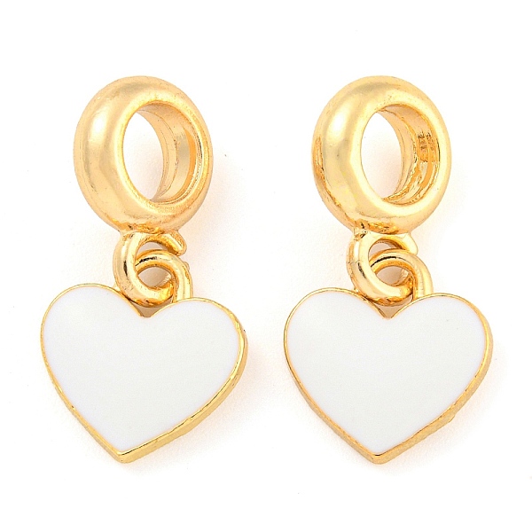 

PandaHall Rack Plating Alloy Enamel Heart European Dangle Charms, Large Hole Pendants, Golden, Cadmium Free & Nickel Free & Lead Free, White...