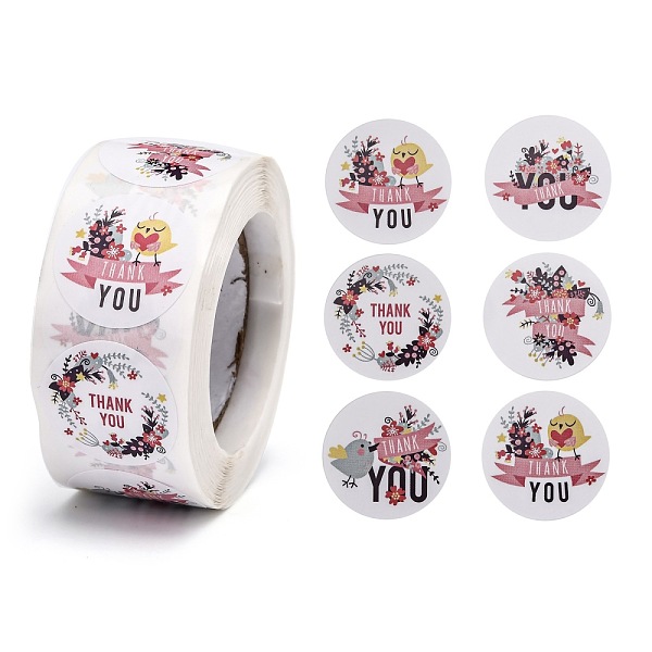 

PandaHall 1 Inch Thank You Roll Stickers, Self-Adhesive Paper Gift Tag Stickers, for Party, Decorative Presents, Word, 24.5mm, 500pcs/roll...