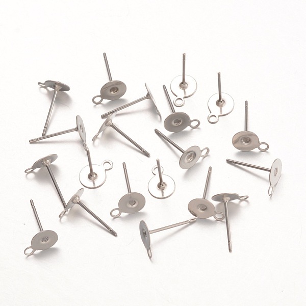 

PandaHall 316 Surgical Stainless Steel Stud Earring Settings, with Loop, Stainless Steel Color, 12.5mm, Hole: 1mm, Pin: 0.7mm, Tray: 6x8.5mm...