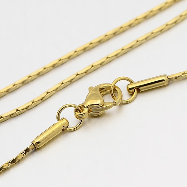 

PandaHall 304 Stainless Steel Boston Chain Necklaces, with Lobster Claw Clasps, Golden, 18.1 inch(46cm), 1mm 304 Stainless Steel
