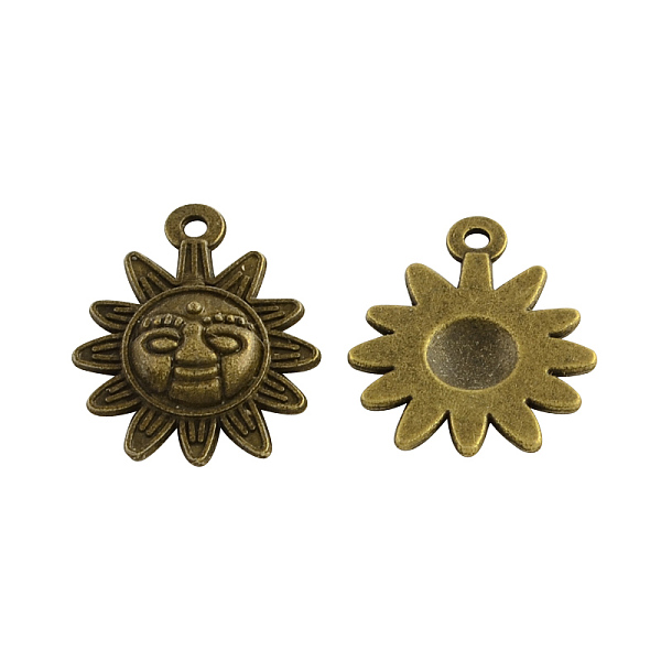 

PandaHall Tibetan Style Alloy Sun Pendants, Cadmium Free & Nickel Free & Lead Free, Antique Bronze, 20x16x3mm, Hole: 1.5mm, about...