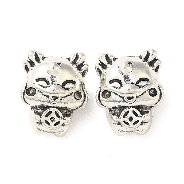 

PandaHall Tibetan Style Alloy European Beads, Large Hole Beads, Cadmium Free & Lead Free, Dragon with Coin, Antique Silver, 13x10.5x9.5mm...