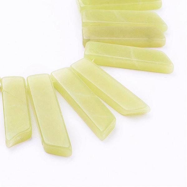 

PandaHall Natural Lemon Jade Beads Strands, Nuggets, 35~40x11~12x5mm, Hole: 1mm, about 35pcs/strand, 15.7 inch(40cm) Lemon Jade Nuggets