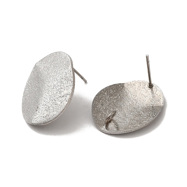 

PandaHall 304 Stainless Steel Stud Earrings Findings, with Vertical Loop, Textured Oval, Stainless Steel Color, 20x16mm, Hole: 2.5mm, Pin...