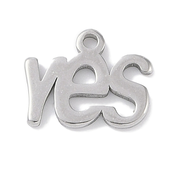 

PandaHall 304 Stainless Steel Charms, Laser Cut, Word YES Charm, Stainless Steel Color, 8x10x1mm, Hole: 1mm 304 Stainless Steel Word