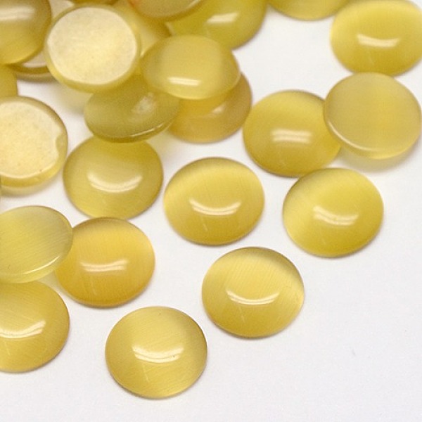 

PandaHall Cat Eye Cabochons, Half Round, Light Khaki, 18x3mm Glass Half Round