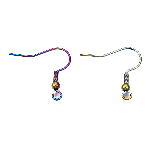

PandaHall Ion Plating(IP) 304 Stainless Steel French Earring Hooks, Flat Earring Hooks, Ear Wire, with Beads and Horizontal Loop, Rainbow...