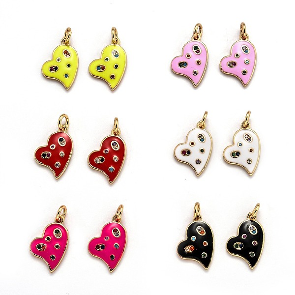 

PandaHall Brass Pendant, Long-Lasting Plated, with Cubic Zirconia & Drops of Oil, Heart, Real 18K Gold Plated, Mixed Color, 17x11x2mm, Hole..., Multicolor