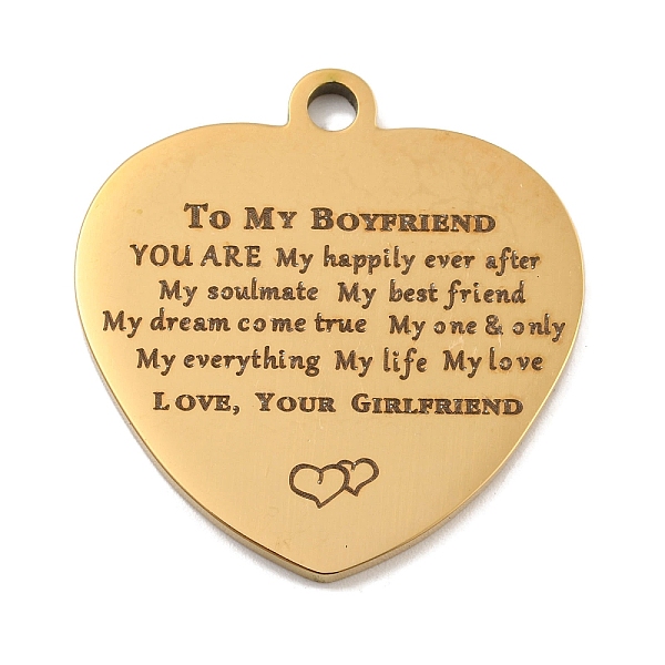 

PandaHall Valentine's Day Vacuum Plating 201 Stainless Steel Pendants, Love Message Charms, Heart with Word Charms, Real 18K Gold Plated...