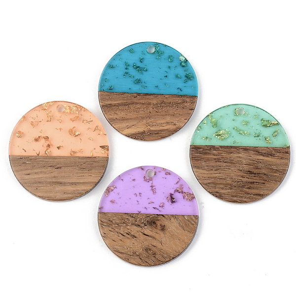 

PandaHall Transparent Resin & Walnut Wood Pendants, with Gold Foil, Flat Round, Mixed Color, 28x3mm, Hole: 2mm Resin+Wood Flat Round..., Multicolor