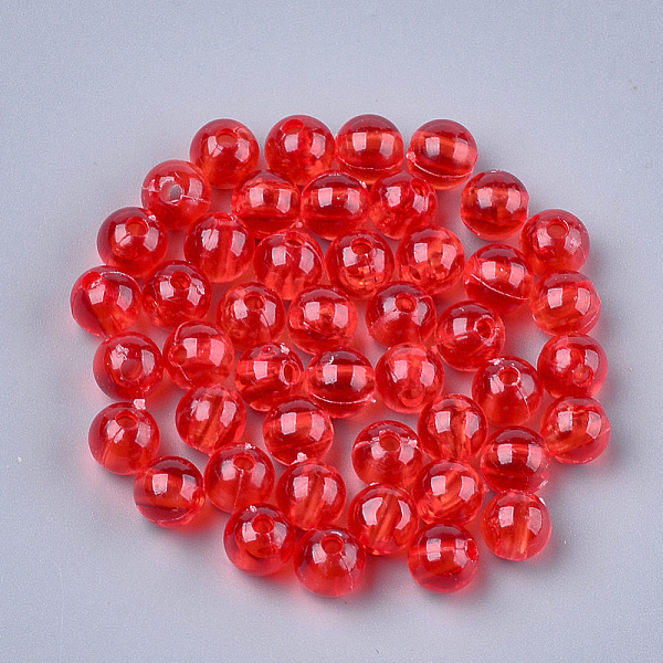 

PandaHall Transparent Plastic Beads, Round, Red, 6x5.5mm, Hole: 1.8mm, about 5000pcs/500g Plastic Round Red