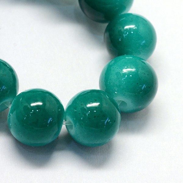 

PandaHall Baking Painted Glass Round Bead Strands, Teal, 8.5~9mm, Hole: 1.5mm, about 105pcs/strand, 31.8 inch Glass Round Cyan