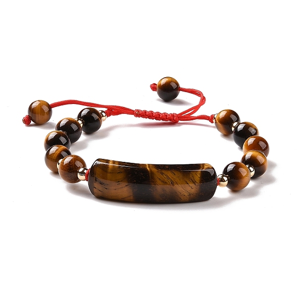 

PandaHall Natural Tiger Eye Braided Bead Bracelets for Women Men, with Brass Beads, Inner Diameter: 1-7/8~3 inch(4.9~7.5cm) Tiger Eye