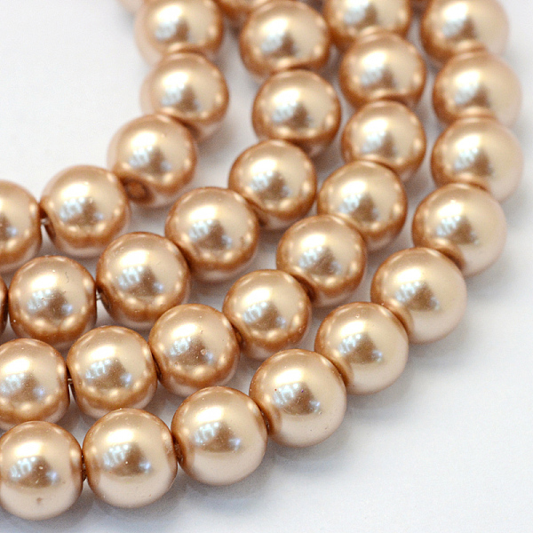 

PandaHall Baking Painted Pearlized Glass Pearl Round Bead Strands, BurlyWood, 8~9mm, Hole: 1mm, about 100~105pcs/strand, 31.4 inch Glass..., Orange