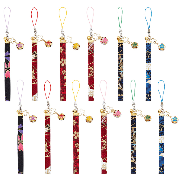 

PandaHall 6Pcs Japanese Enamel Flower Brass Sakura Mobile Straps, with Polyester Cord for Mobile Phone Decoration, Mixed Color, 19cm..., Multicolor