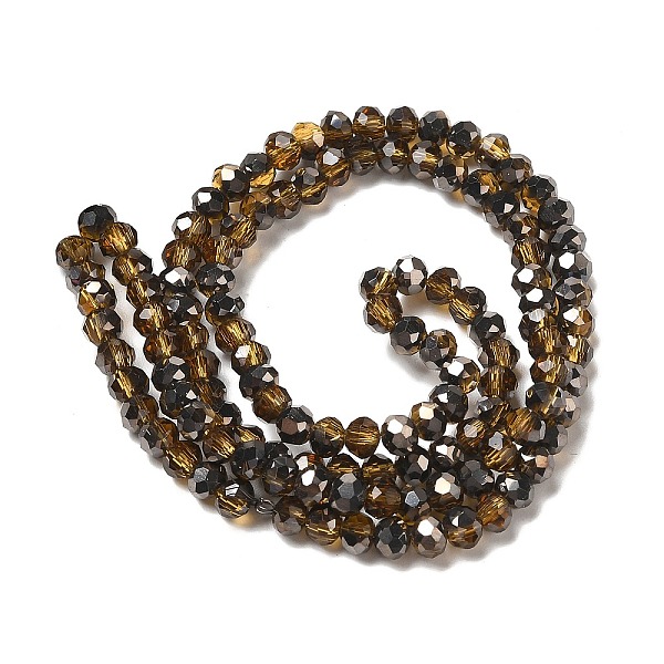 

PandaHall Electroplate Transparent Glass Beads Strands, Half Black Plated, Faceted, Rondelle, Saddle Brown, 4x3mm, Hole: 0.4mm, about...