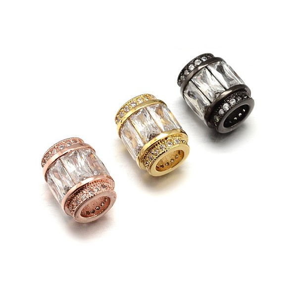 

PandaHall Column Brass Micro Pave Cubic Zirconia Large Hole Beads, Lead Free & Nickel Free & Cadmium Free, Clear, Mixed Color, 12x10mm, Hole...