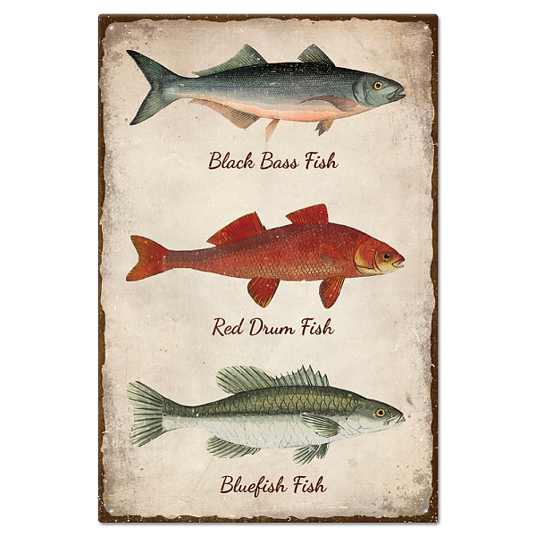 

PandaHall Vintage Metal Tin Sign, Iron Wall Decor for Bars, Restaurants, Cafe Pubs, Rectangle, Fish, 300x200x0.5mm Iron Fish