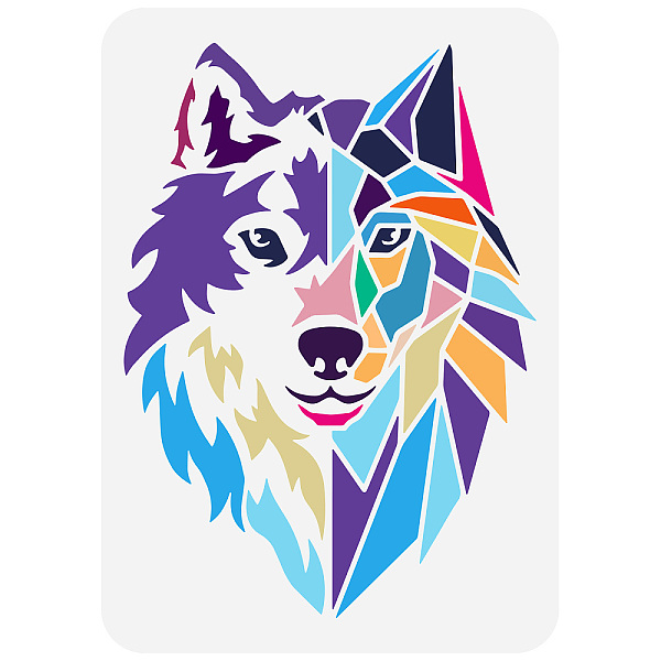 

PandaHall FINGERINSPIRE Geometric Wolf Head Stencil 8.3x11.7inch Reusable Wolf Head Drawing Stencil DIY Art Wolf Decoration Template Animal...