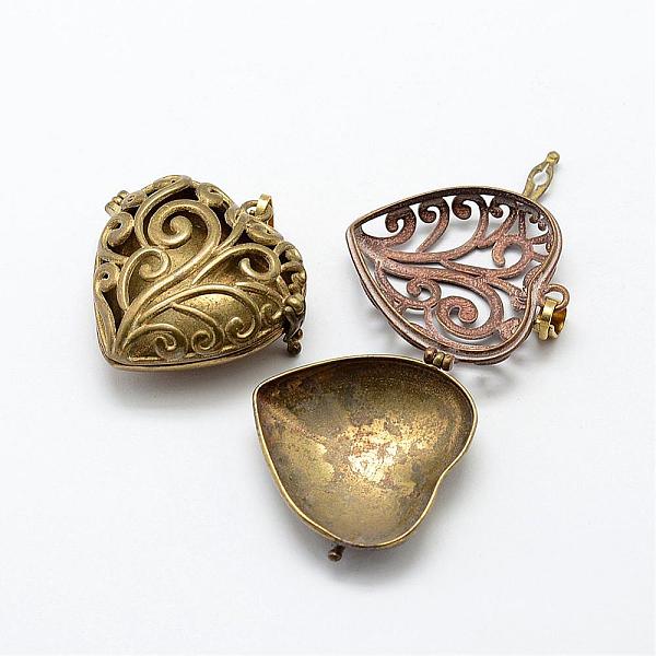 

PandaHall Brass Hollow Cage Pendants, Heart, Raw(Unplated), Nickel Free, 35x35x14.5mm, Hole: 4x8mm, inner size: 29.5x29.5mm Brass Heart