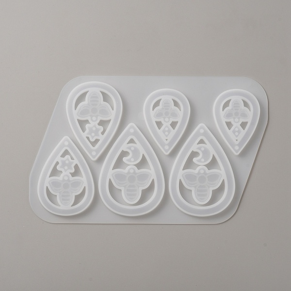 

PandaHall DIY Teardrop Pendant Silicone Molds, Resin Casting Molds, for UV Resin, Epoxy Resin jewelry Making, Bees Pattern, 112x183x6mm..., White