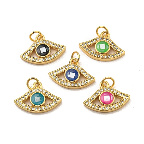 

PandaHall Brass Micro Pave Cubic Zirconia Pendants, with Enamel & Shell, with Jump Rings, Real 18K Gold Plated, Eye, Mixed Color..., Multicolor