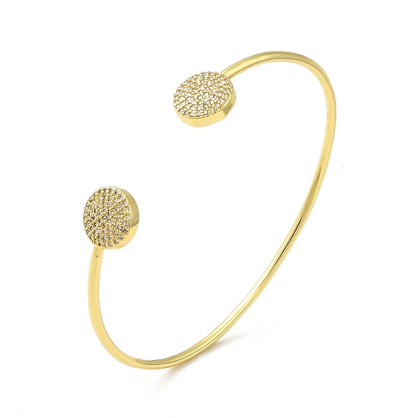 

PandaHall Clear Cubic Zirconia Flat Round Open Cuff Bangle, Rack Plating Brass Jewelry for Women, Lead Free & Cadium Free, Real 18K Gold...
