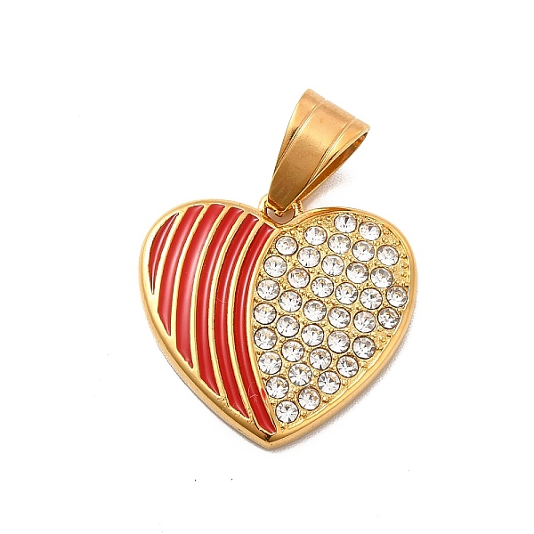 

PandaHall 304 Stainless Steel Enamel Pendants, with Crystal Rhinestone, Heart Charm, Golden, 20x20.5x3mm, Hole: 8x5mm Stainless Steel+Enamel..., Clear