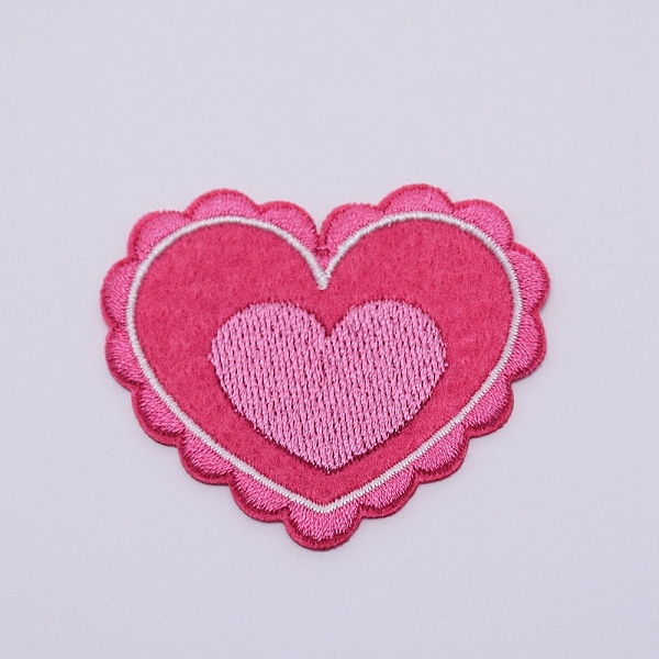 

PandaHall Computerized Embroidery Cloth Iron on/Sew on Patches, Costume Accessories, Appliques, Heart, Hot Pink, 44x53x1mm Nylon Heart Pink