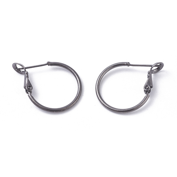 

PandaHall Brass Hoop Earrings, Ring, Gunmetal, 20x1.5mm, Pin: 0.6mm Brass