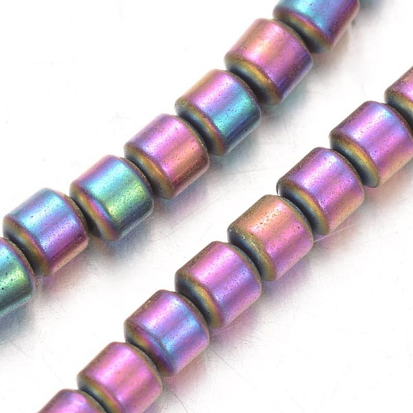 

PandaHall Frosted Electroplated Non-magnetic Synthetic Hematite Bead Strands, Column, AB Color Plated, 2x2mm, Hole: 1mm, about 195pcs/strand...