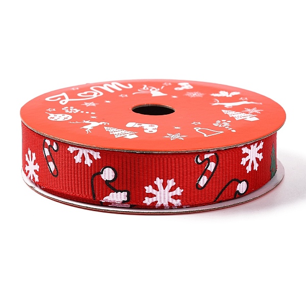 

PandaHall 5 Yards Christmas Polyester Printed Grosgrain Ribbon, for Gift Wrapping, Snowflake, 5/8 inch(16mm) Polyester Snowflake Red