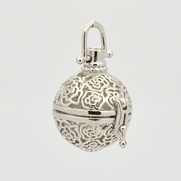 

PandaHall Brass Hollow Cage Pendants, For Chime Ball Pendant Necklace Making, Lead Free & Cadmium Free, Round with Flower, Platinum, 33mm...
