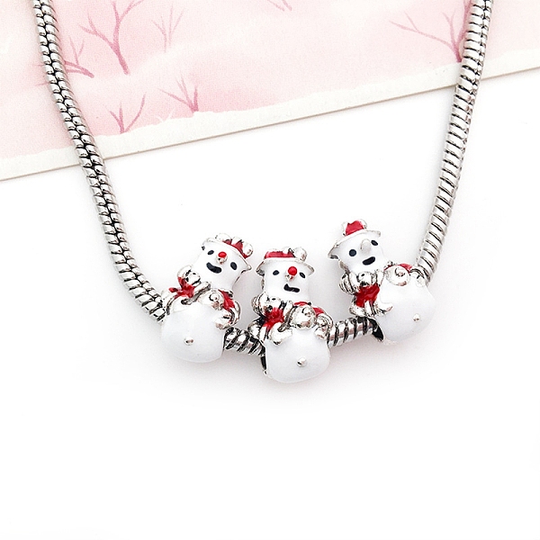 

PandaHall Christmas Theme Alloy Enamel European Beads, Large Hole Bead, Antique Silver, Snowman, 16.5x9.5x7mm, Hole: 4.5mm Alloy+Enamel...
