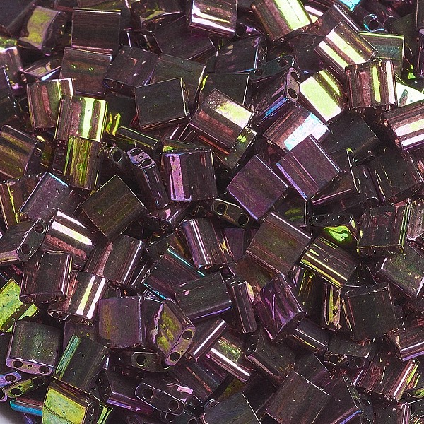

PandaHall MIYUKI TILA Beads, Japanese Seed Beads, 2-Hole, (TL301) Dark Topaz Rainbow Gold Luster, 5x5x1.9mm, Hole: 0.8mm, about 590pcs/50g..., Brown