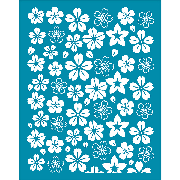 

PandaHall OLYCRAFT 4x5 Inch Sakura Clay Stencils Cherry Blossom Silk Screen for Polymer Clay Five-Petaled Flower Silk Screen Stencils Mesh..., Cyan