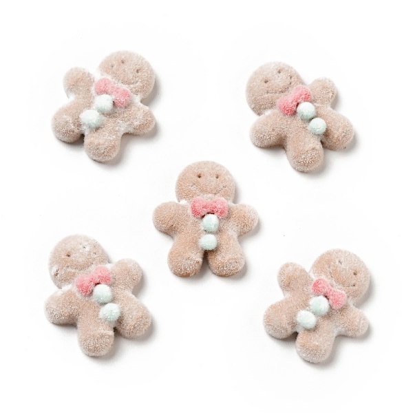 

PandaHall Christmas Opaque Resin Cabochons, Flocky Gingerbread Man, Sandy Brown, 23x19.5x6mm Resin Human