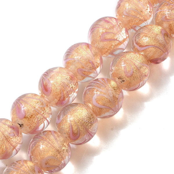 Gold Sand Lampwork Beads Strands