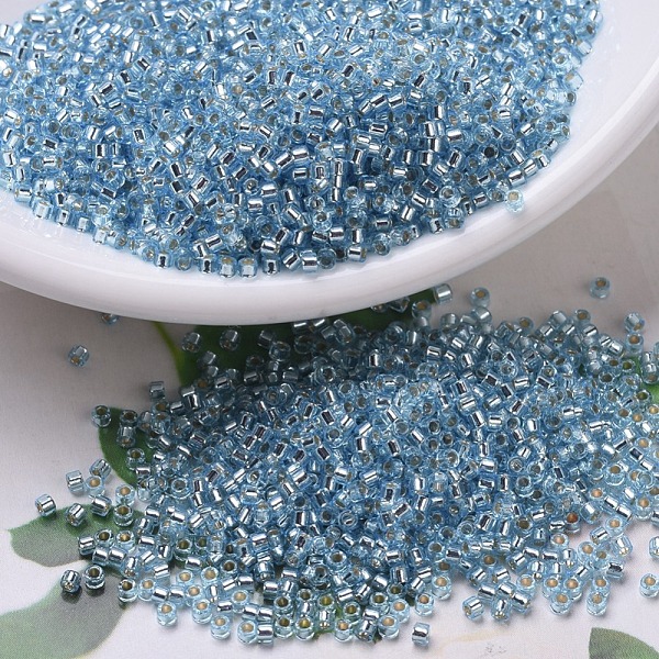 

PandaHall MIYUKI Delica Beads Small, Cylinder, Japanese Seed Beads, 15/0, (DBS0044) Silverlined Aqua, 1.1x1.3mm, Hole: 0.7mm, about..., Cyan
