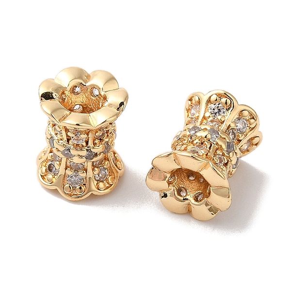 

PandaHall Brass Micro Pave Clear Cubic Zirconia Beads, Barrel, Wavy edge, Real 18K Gold Plated, 8x6.5mm, Hole: 1.8mm Brass+Cubic Zirconia...
