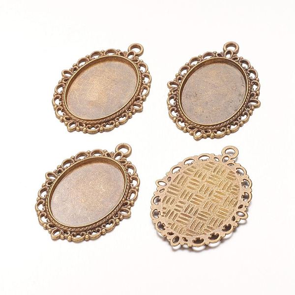 

PandaHall Zinc Alloy Pendant Settings for Cabochon & Rhinestone, DIY Findings for Jewelry Making, Lead Free and Cadmium Free, Oval, Antique...