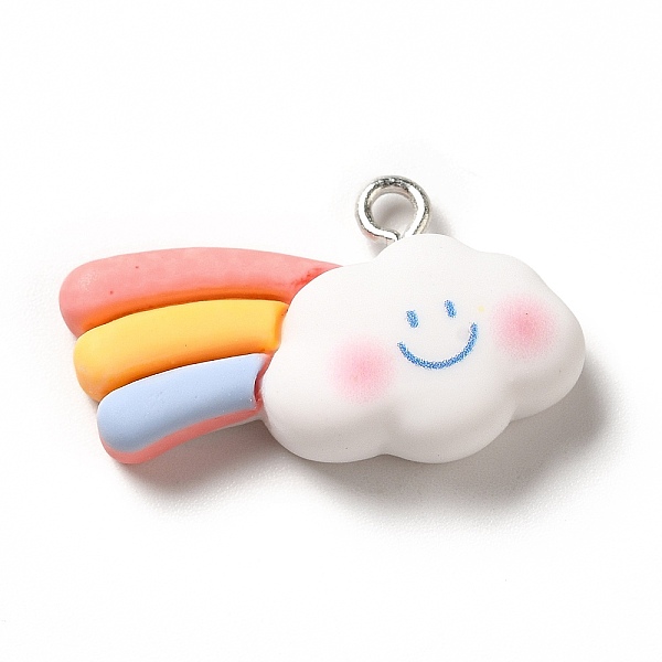 

PandaHall Opaque Resin Pendants, with Platinum Tone Iron Loops, Colorful, Rainbow, 16.5x27x7mm, Hole: 2.2mm Iron+Resin Rainbow